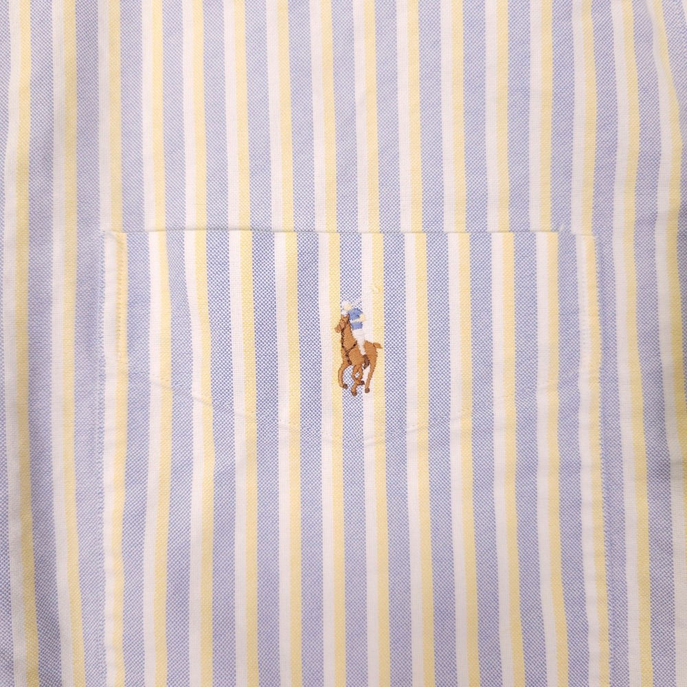 VTG Ralph Lauren Blake Shirt Mens S Blue Yellow Striped Short Sleeve Button Down - Picture 8 of 11